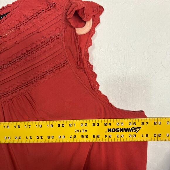 Torrid Top Blouse Eyelet Pintuck Plus 4 Burnt Orange Embroidered Boho Festival - Picture 5 of 10